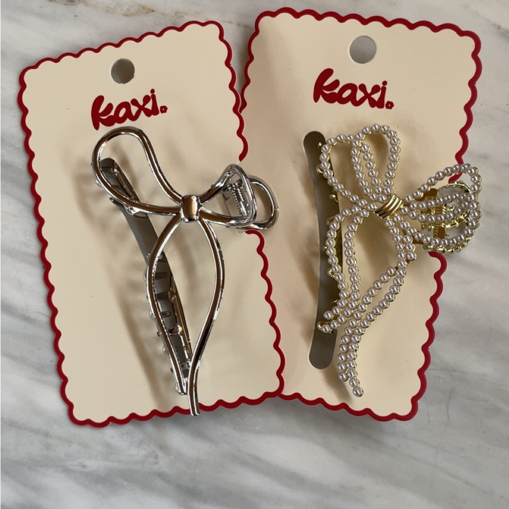 Silver and Gold Bow Hair Clips Mother’s Day 💕